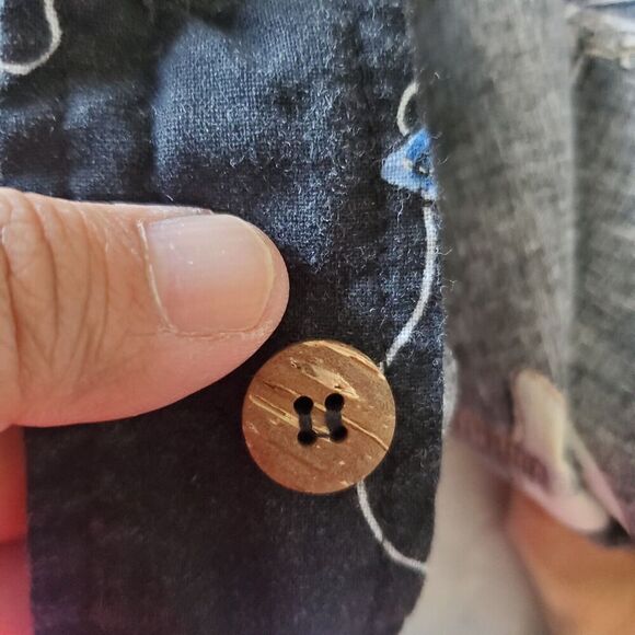 Vintage Dem Crazy Shirt Mens L Guitar All Over Print Button Up Short Sleeve Blk - Picture 6 of 16